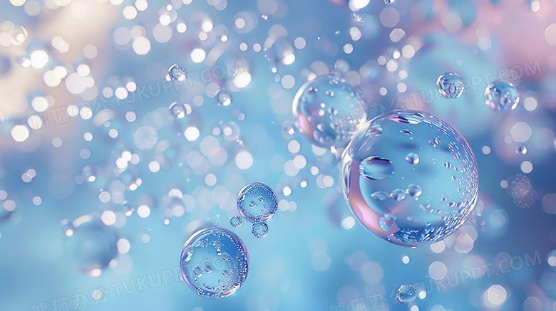 水中不同形状的气泡图片