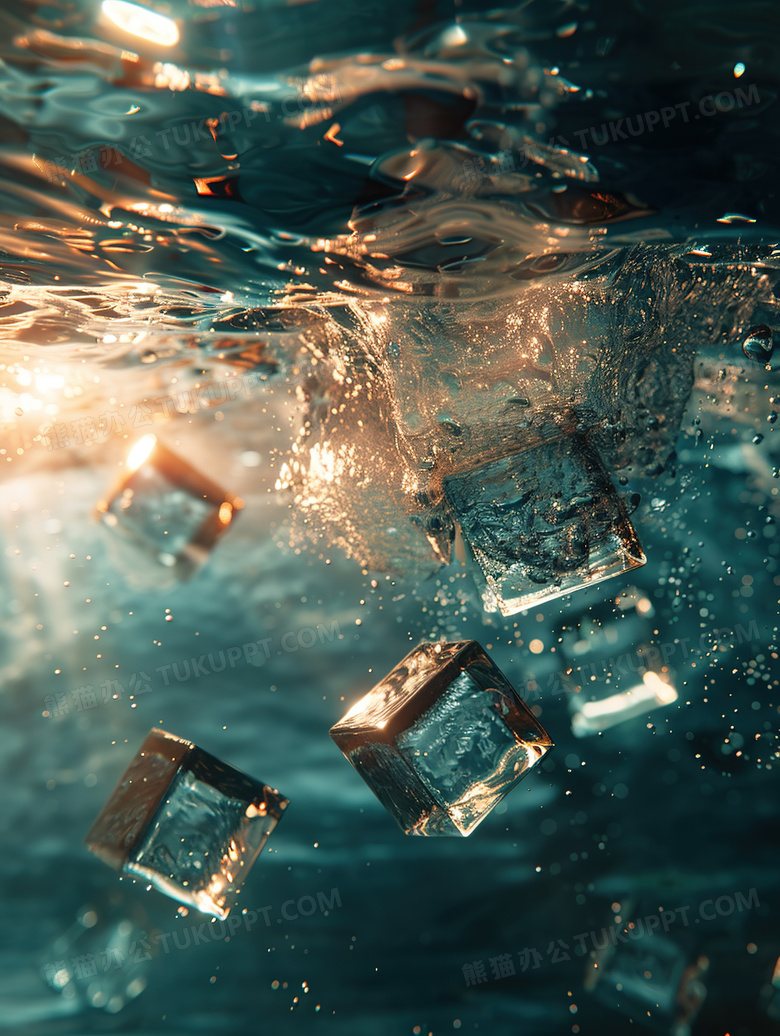 漂浮的水中冰块图片