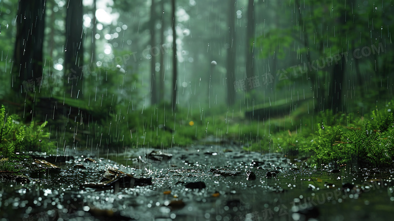 大雨中的森林图片
