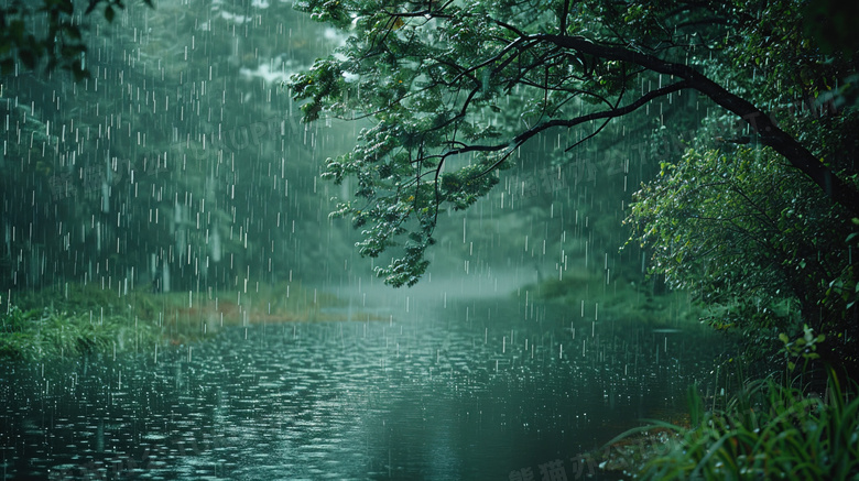 大雨中的森林图片