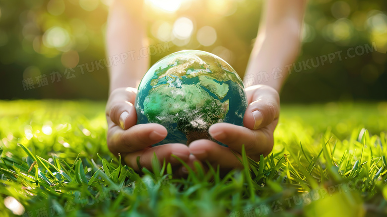 绿化环保双手呵护地球图片