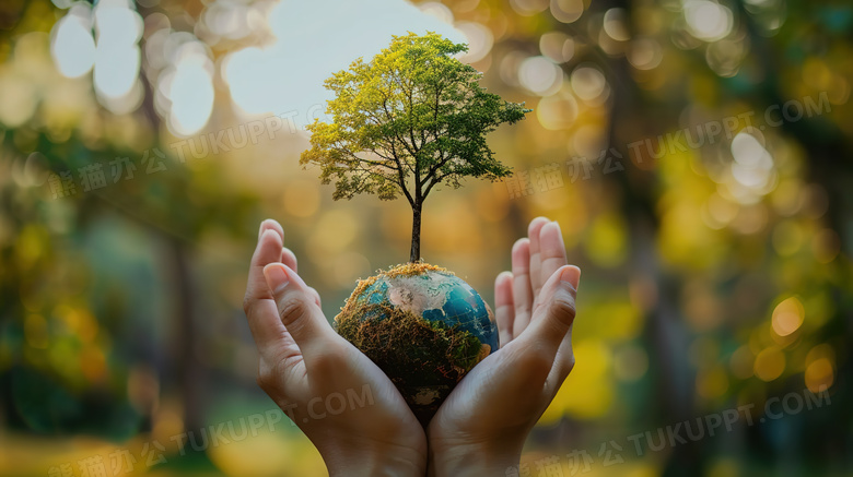 绿化环保双手呵护地球图片