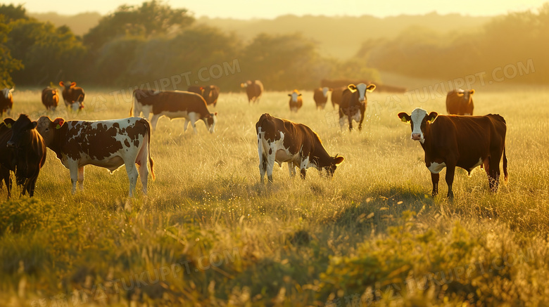 农场草地上的奶牛图片