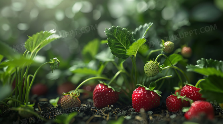 果园采摘新鲜草莓图片