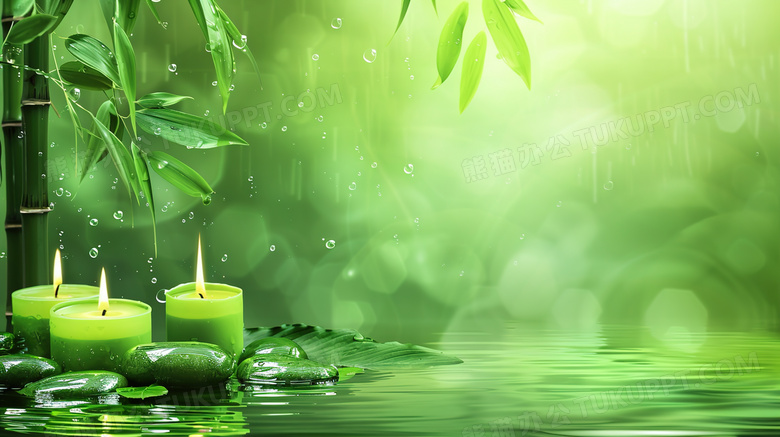 竹叶水面上的蜡烛祈福图片