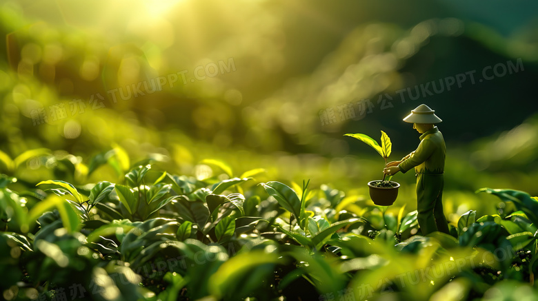 谷雨时节茶山微距拍摄图片