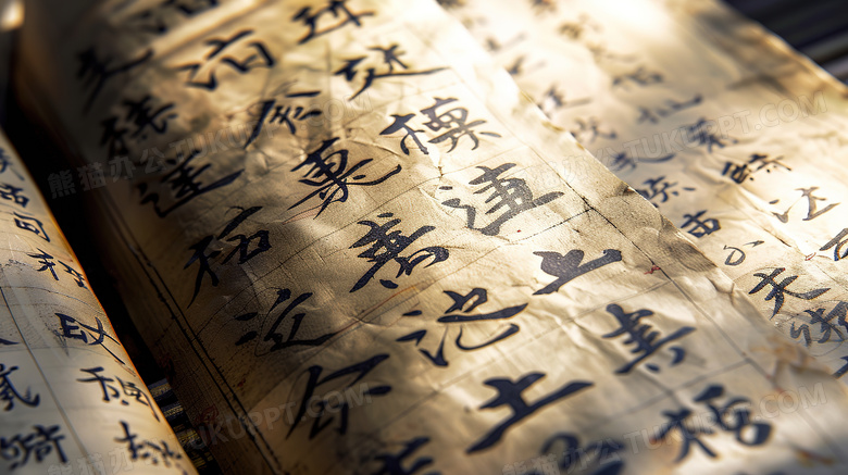 阳光下的中国书法字帖图片