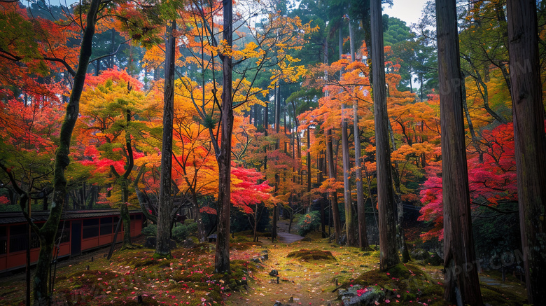 秋季枫叶森林摄影图片