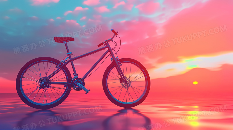 停放海边的自行车图片
