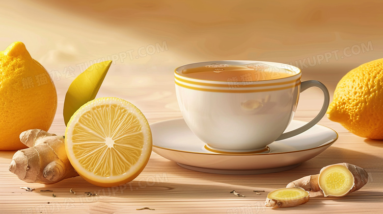 酸甜柠檬果茶饮料图片