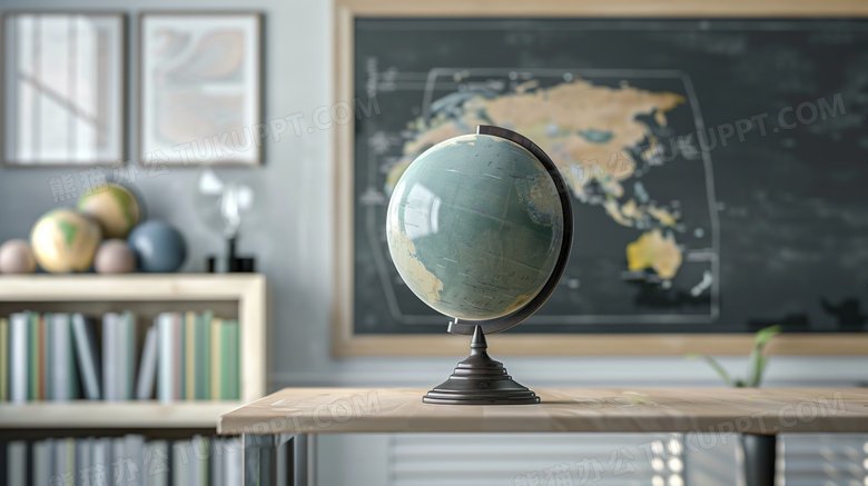 教室桌上的地球仪图片