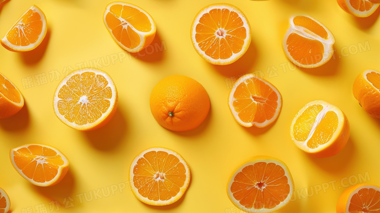 桌面上的夏季水果橙子图片