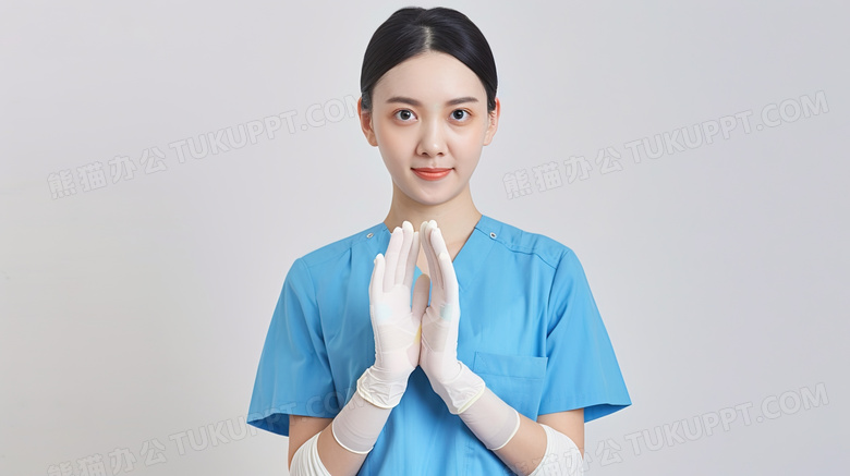戴白色手套的女护士图片