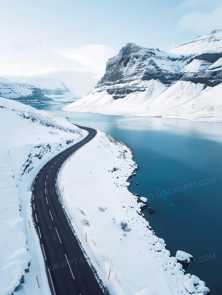 唯美冬季道路雪景图片