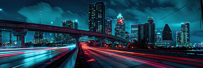 城市夜景延时摄影图片