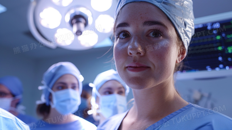 手术室里工作的女性医护人员图片