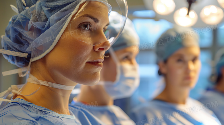 手术室里工作的女性医护人员图片