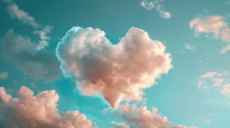 唯美空中云朵爱心心形图片
