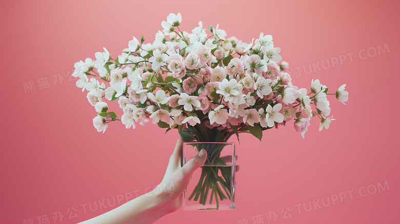 唯美粉色花朵礼物图片