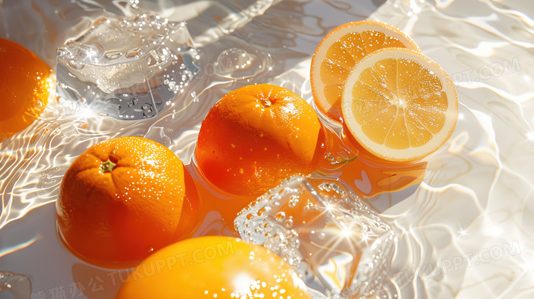 浸泡水里的橙子图片