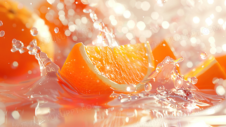 浸泡水里的橙子图片