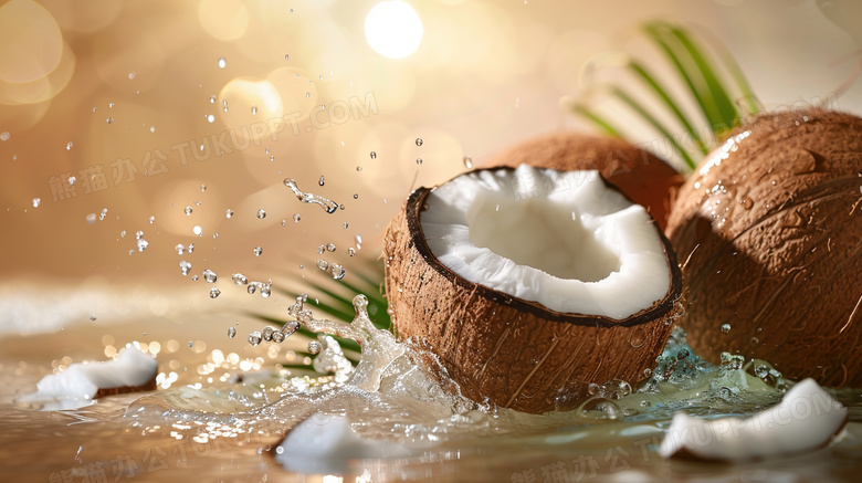 水里清洗的棕色椰子图片