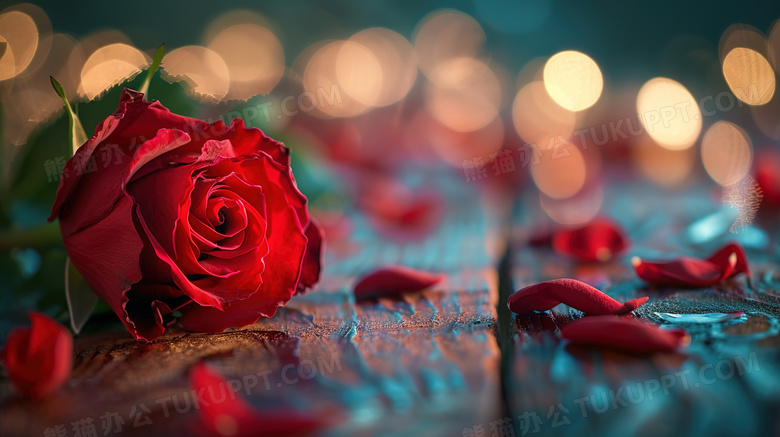 桌面上的玫瑰花图片