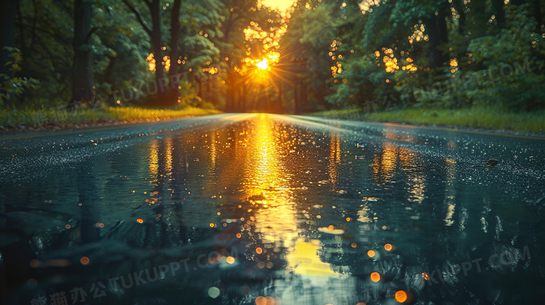 雨后公路风景图片