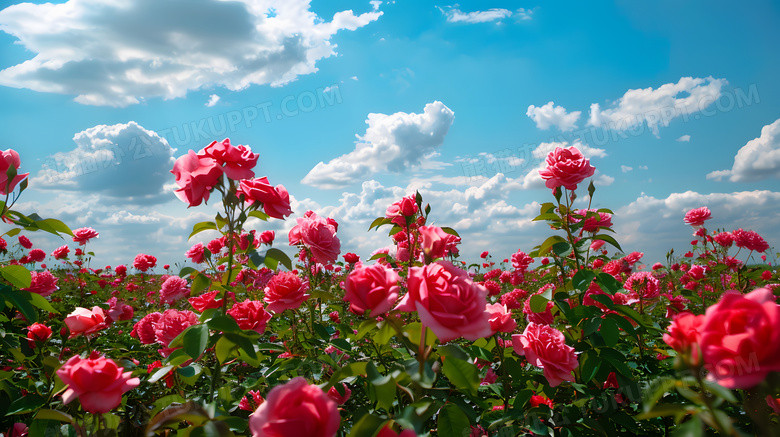 玫瑰花海红色唯美清新高清图片