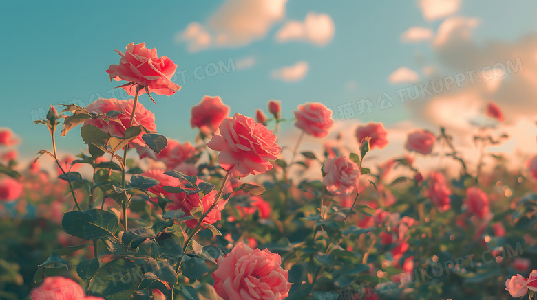 玫瑰花海粉红色唯美清新高清图片