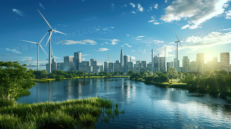 绿色环保城市电力风车图片