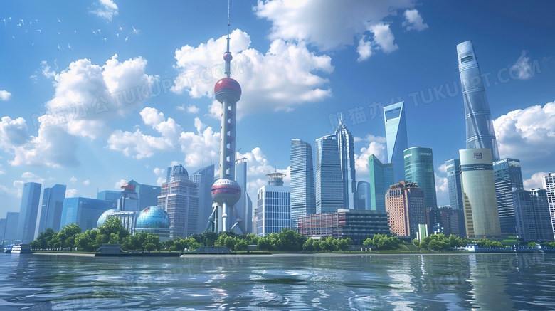 上海都市建筑风景插画
