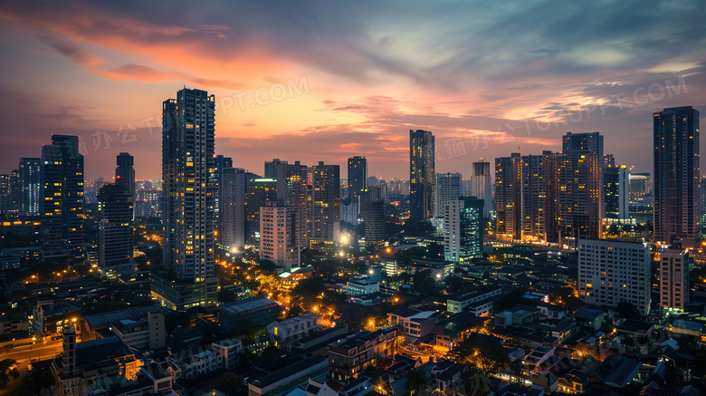 唯美城市夜景天空图片