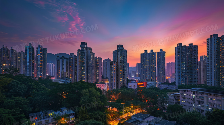 唯美城市夜景天空图片