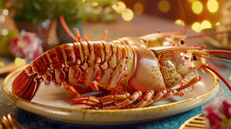 盘子里的美食龙虾图片
