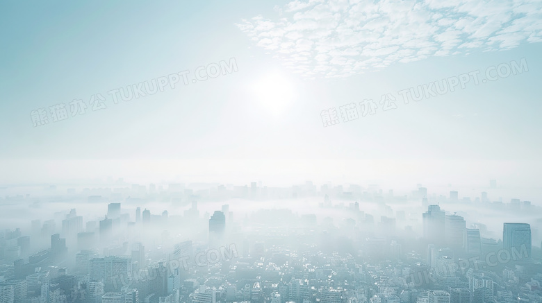 雾霾中的城市建筑图片