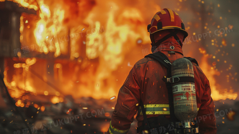 火场救火的救援队员图片