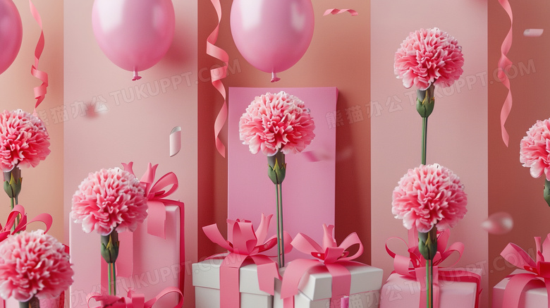 母亲节粉色康乃馨礼盒图片