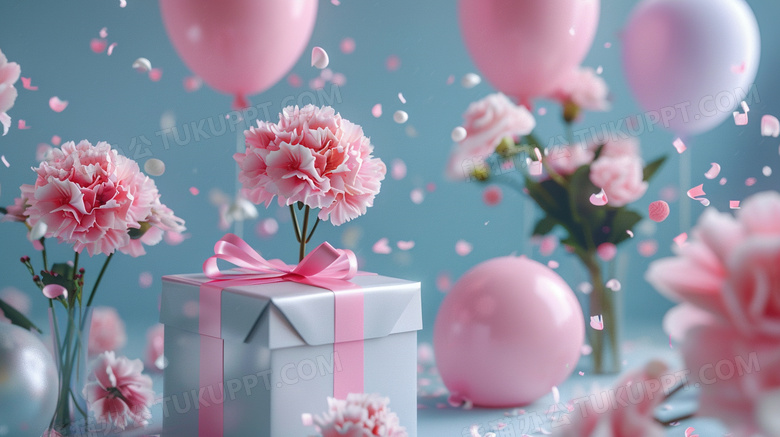 母亲节粉色康乃馨礼盒图片