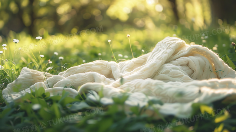 森林草坪上的毯子图片