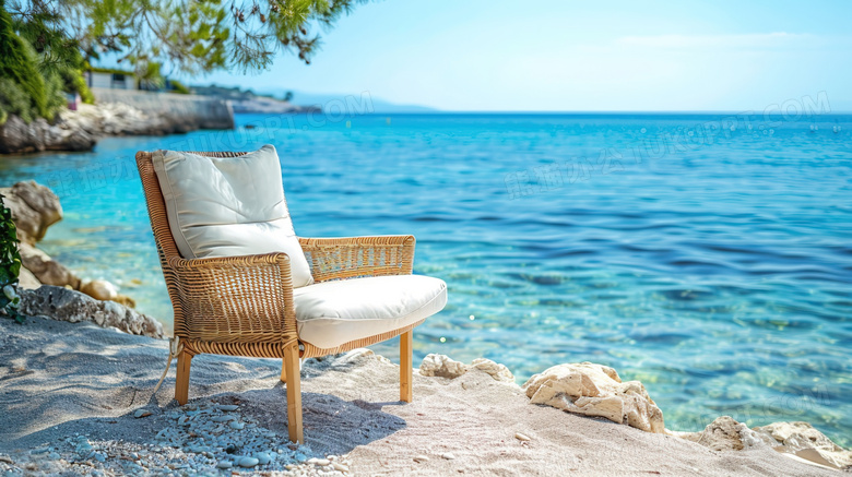 海边休闲度假躺椅图片