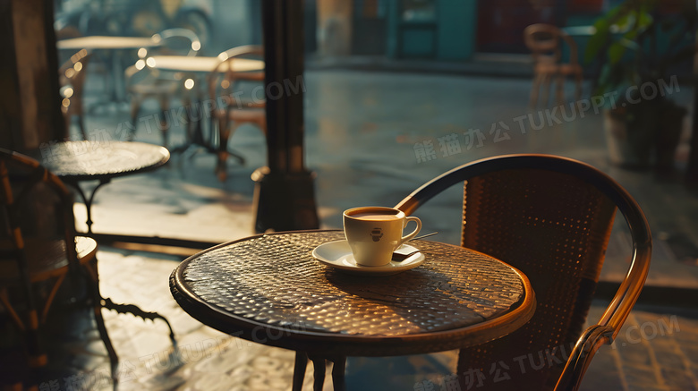 桌子上摆放着的咖啡杯悠闲下午茶高清图片