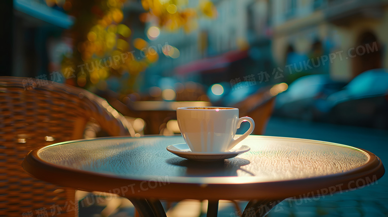桌子上摆放着的咖啡杯悠闲下午茶高清图片