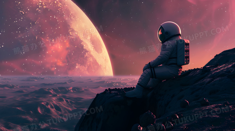 宇航员在太空看地球高清科幻概念图片