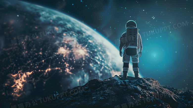 宇航员在太空看地球高清科幻概念图片