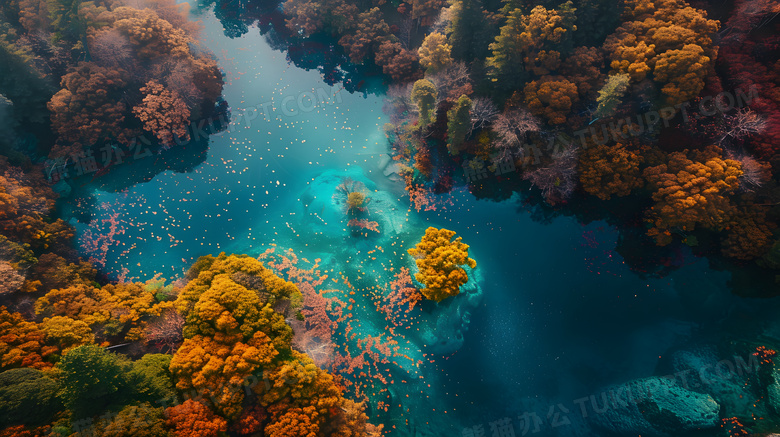 中国四川九寨沟山水风景概念图片