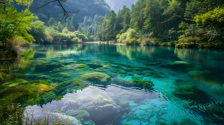 中国四川九寨沟山水风景概念图片