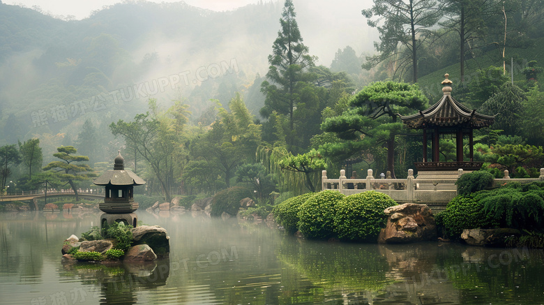 唯美意境园林建筑风景图片