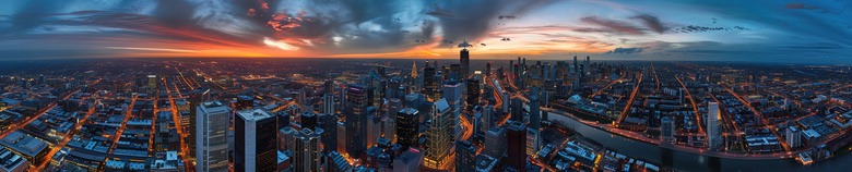 天空下的城市夜景建筑摄影图片
