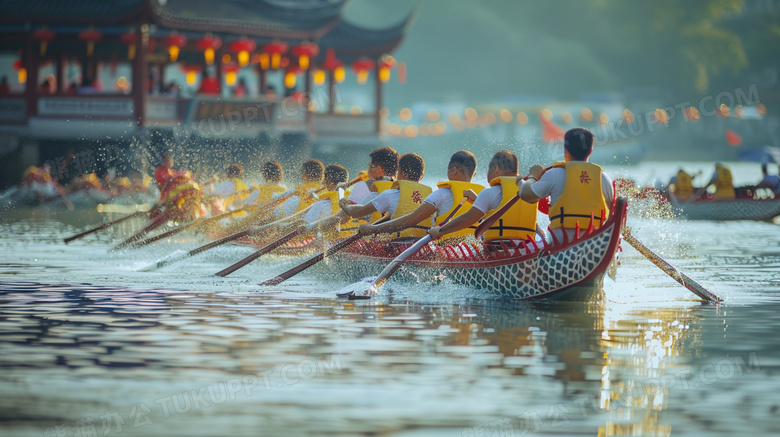 端午海上划龙舟比赛图片